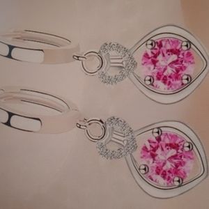 silver pink crystal zircon simple heart
